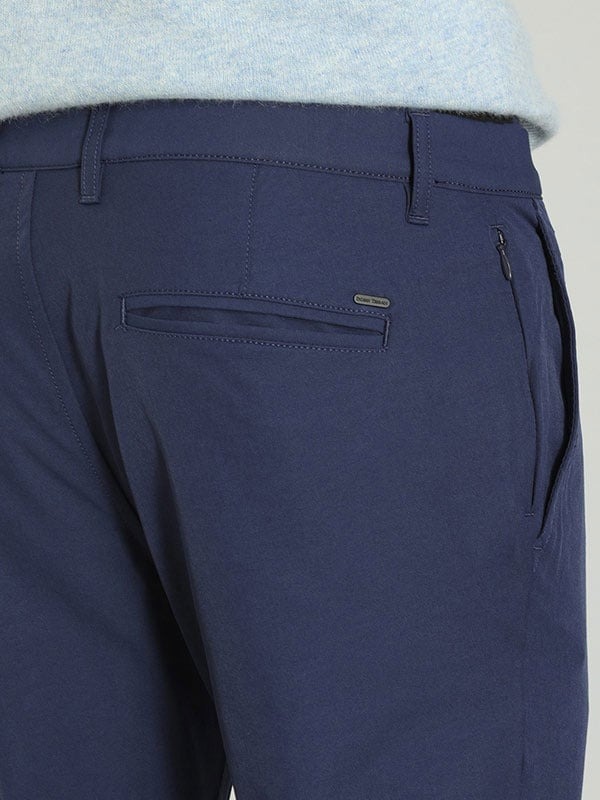 Indian Terrain Men's Comfort Fit Solid Navy Trousers